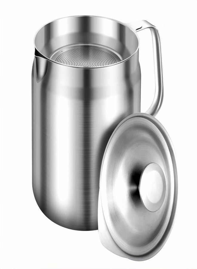 Maylmc 1.7L HEAVY DUTY Stainless Steel Bacon Grease Container with Strainer for Oil Storage, Bacon Grease Saver with strainer for Kitchen, Stainless Steel Oil Filter Pot with Strainer, kitchen gadgets - Image 1